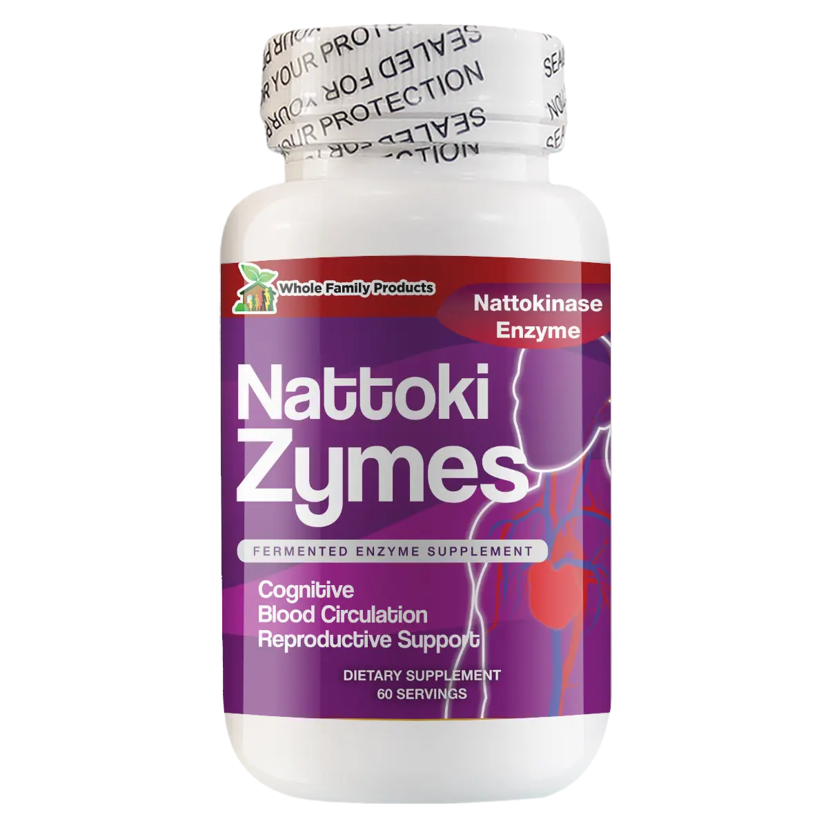 NattokiZymes 60ct - Best Nattokinase Enzyme Supplement for Blood Circulation