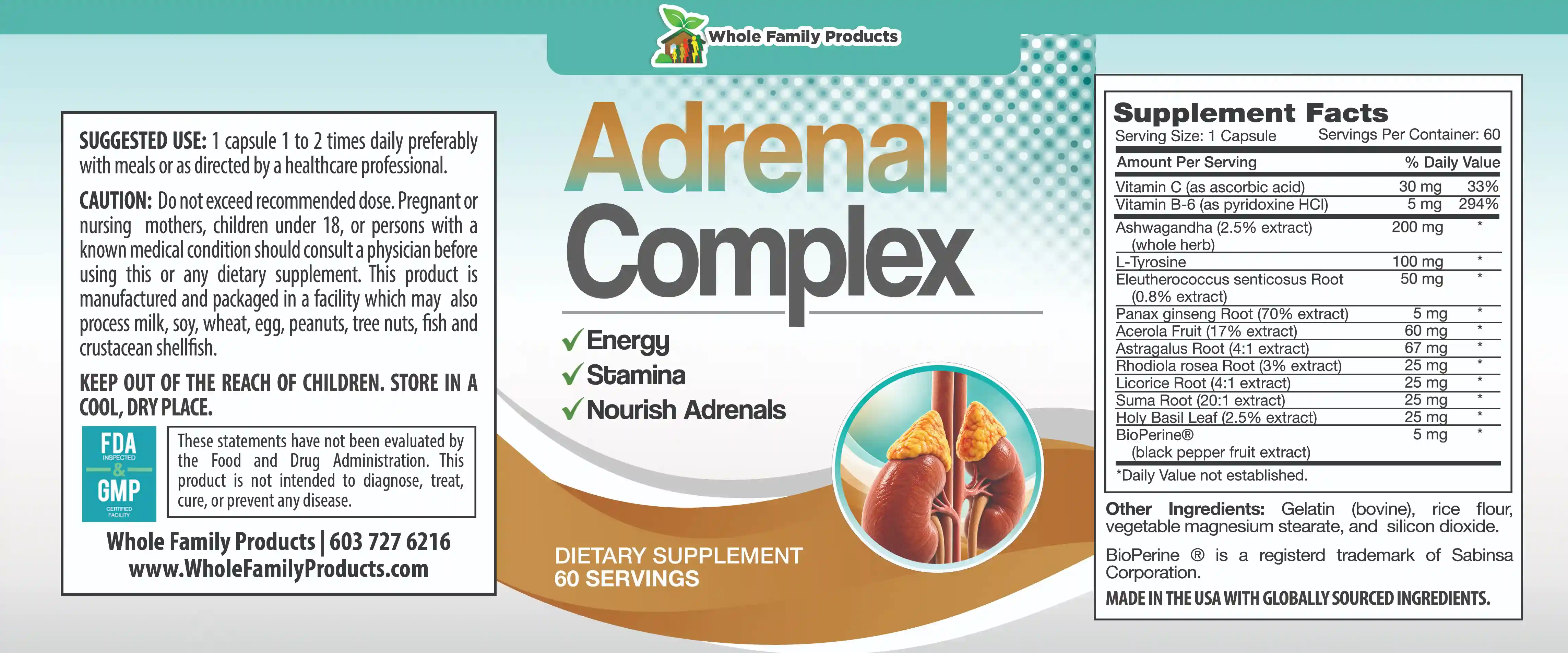 Adrenal Complex 2 Adrenal Complex 60ct - WFP Product Label