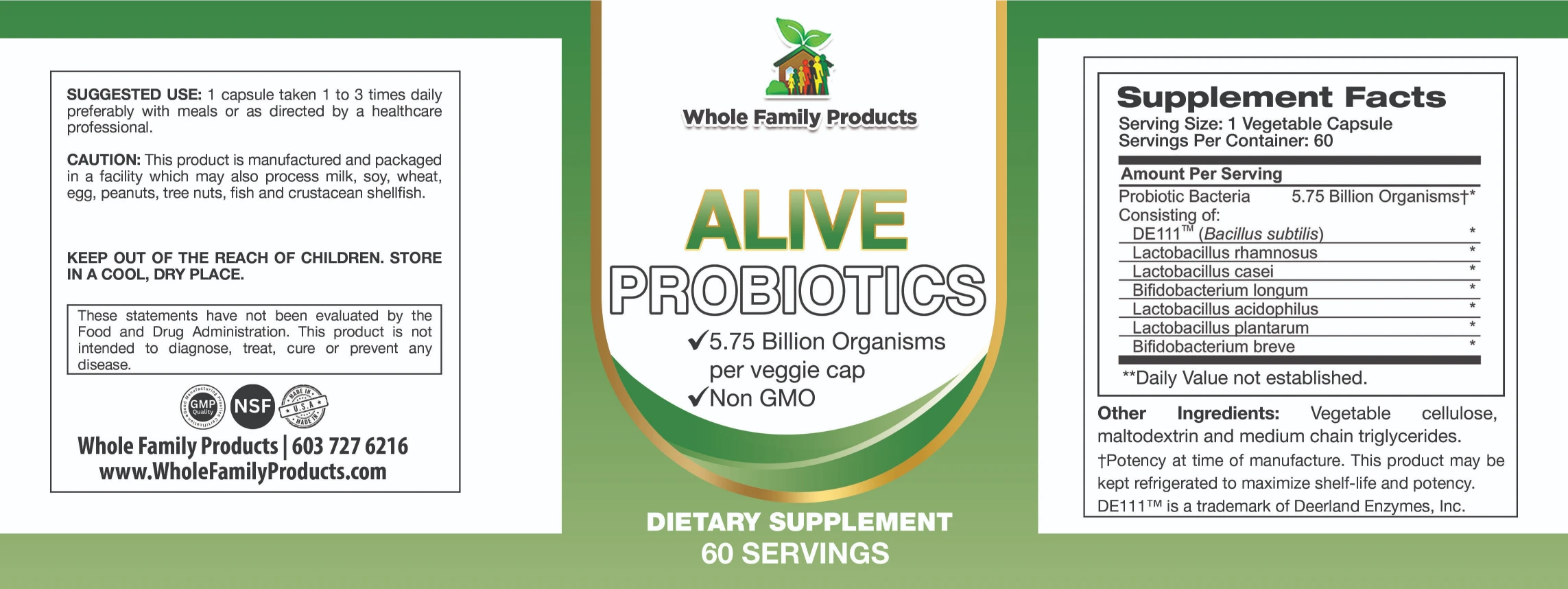 Alive Probiotics 2 Alive Probiotics 60ct - WFP Product Label
