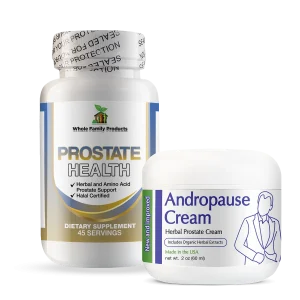 Natural Progesterone Products 1 Andropause Cream 2oz Jar and Prostate Health Together Products