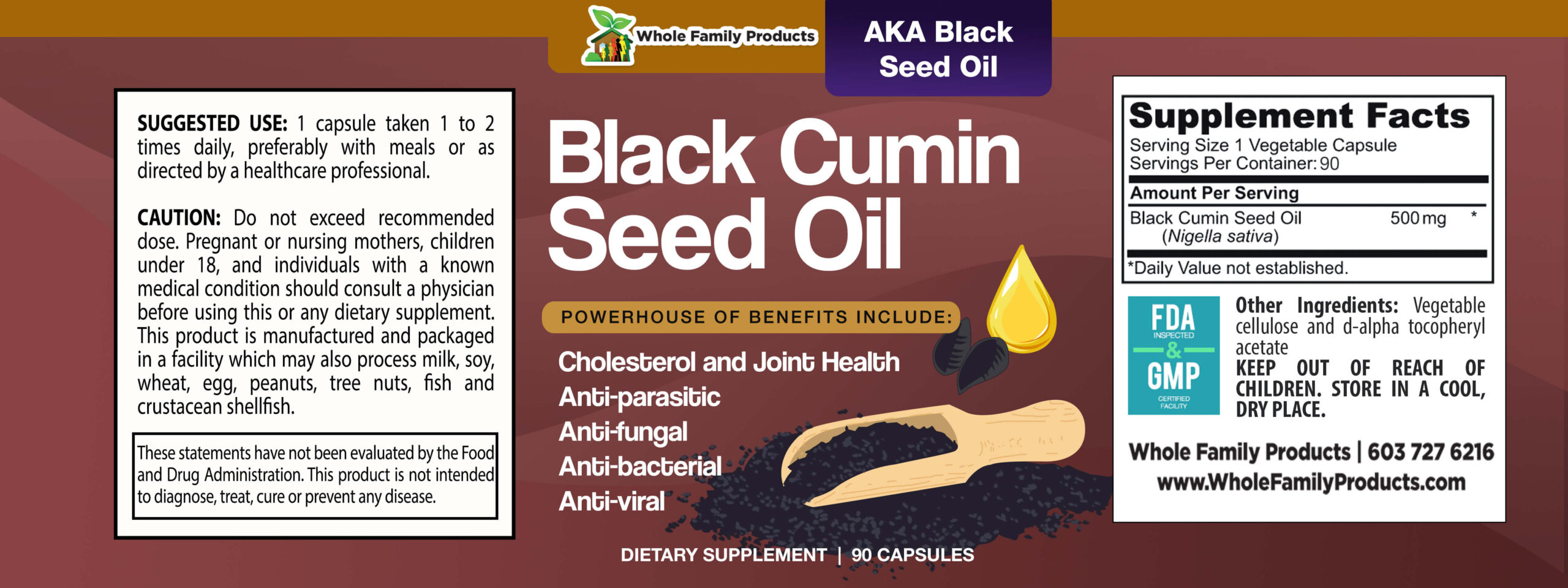 Black Cumin Seed Oil 2 Black Cumin Seed Oil 90 Capsules WFP Product Label