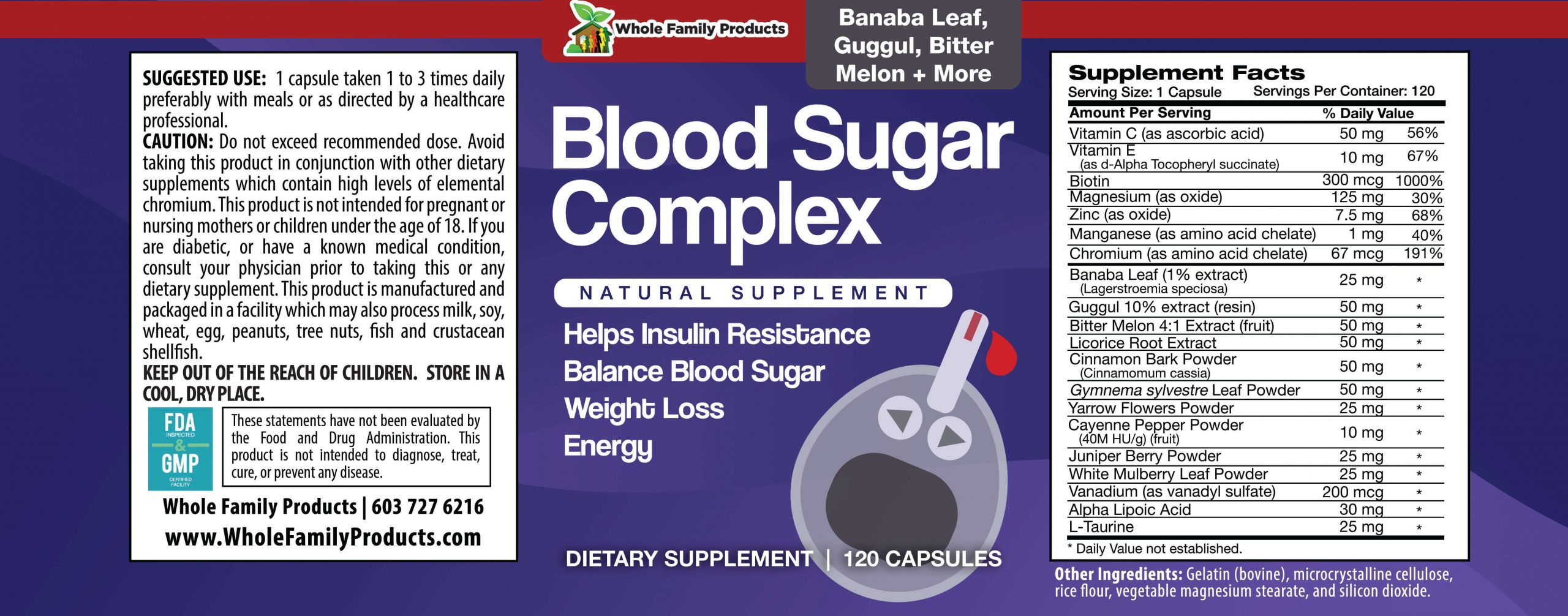 Blood Sugar Complex 5 Blood Sugar Complex 120 Capsules Product Label.jpg