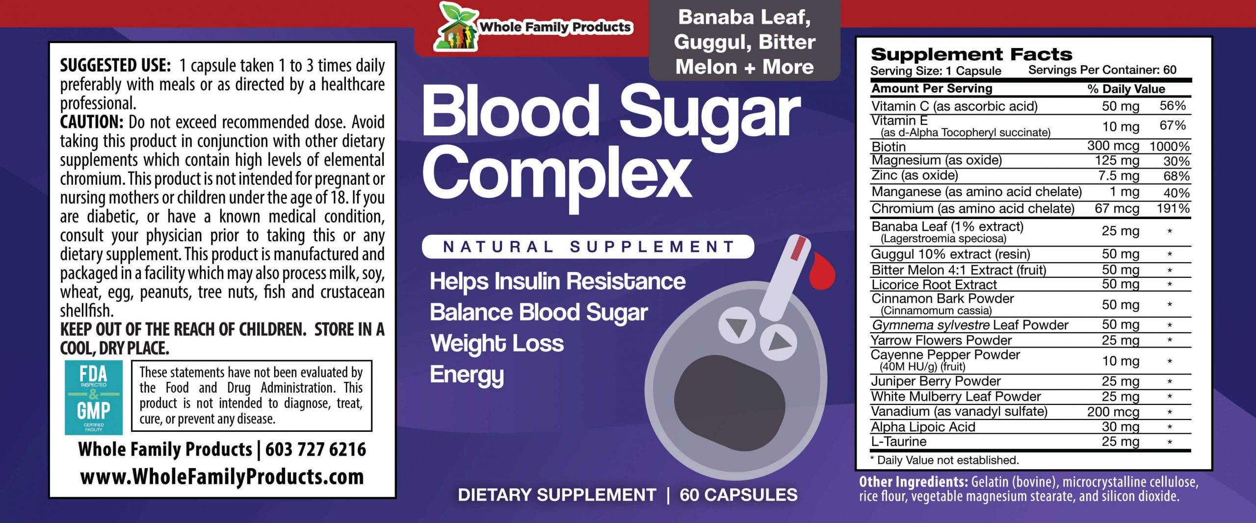 Blood Sugar Complex 4 Blood Sugar Complex 60 Capsules Product Label