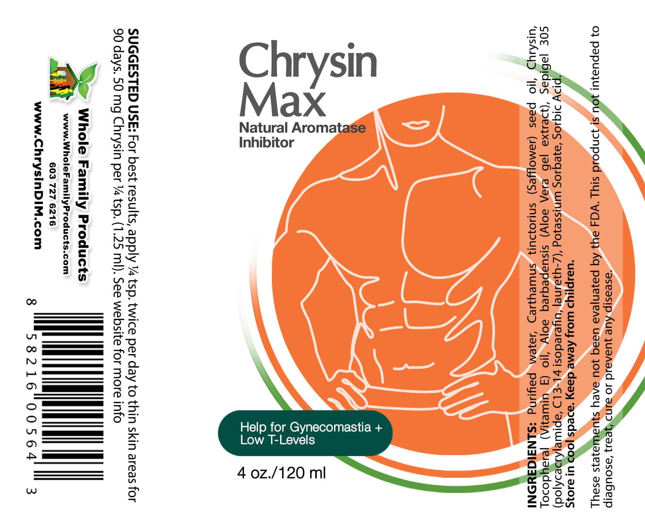 Chrysin Max 5 Chrysin Max 4 oz Pump - Label