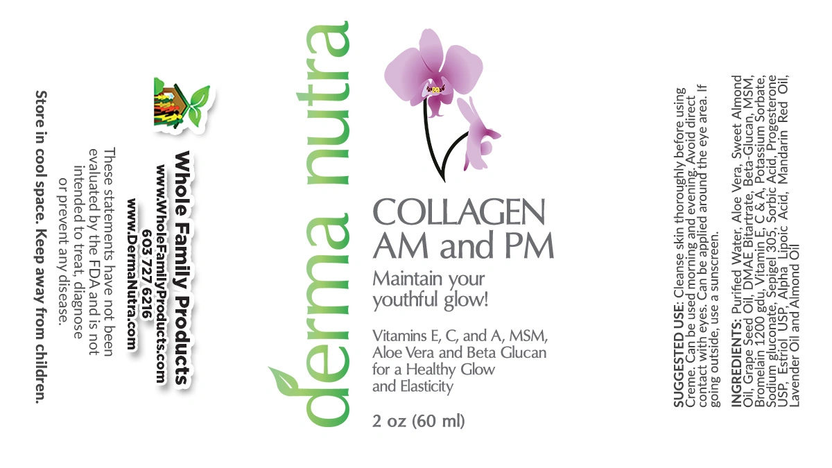 Collagen AM/PM Firming Face Cream 2 Collagen AM PM Firming Face Cream label natural anti aging moisturizer with aloe vera DMAE and vitamins