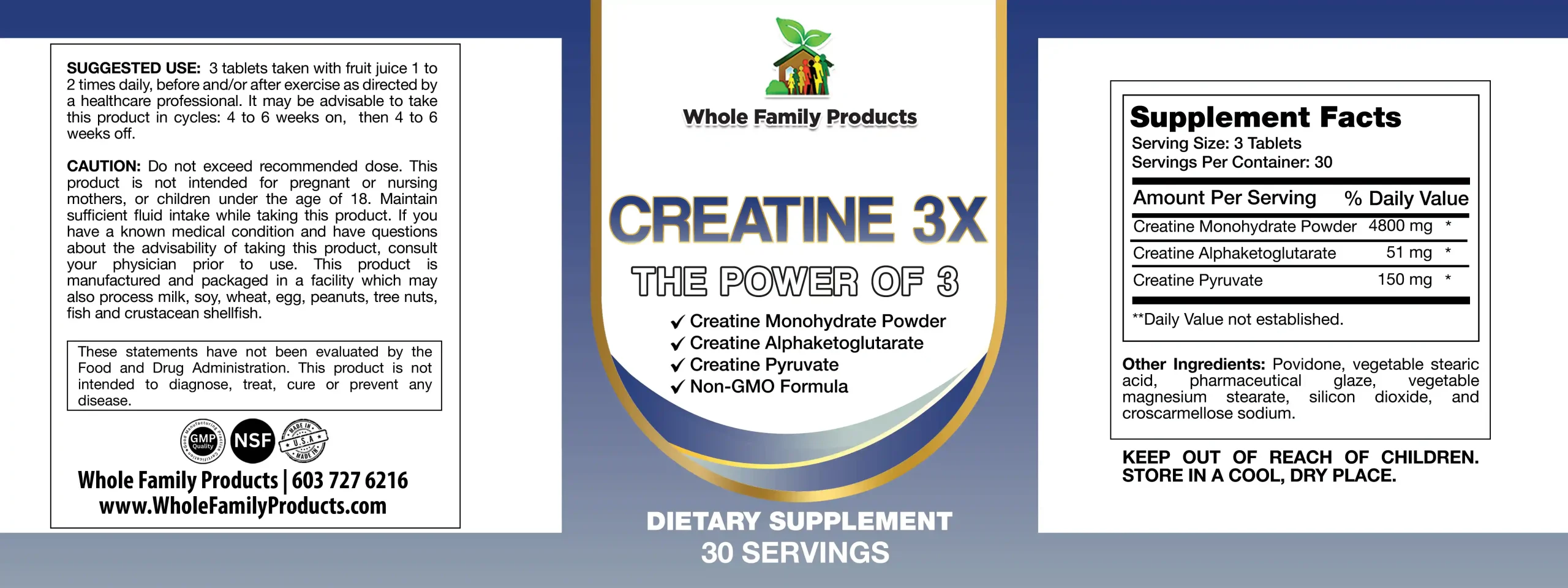 Creatine 3x 2 Creatine 3X triple creatine supplement label with monohydrate alpha ketoglutarate and pyruvate for muscle and brain support