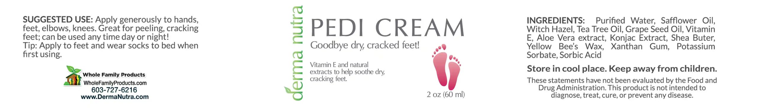 Pedi Cream 2 Pedi Cream diabetic foot care cream label for dry cracked heels and smooth moisturized feet