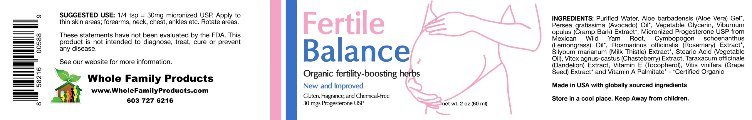 Fertile Balance Progesterone Cream 3 Fertile balance progesterone cream label showing USP progesterone organic ingredients for fertility support and hormone balance women