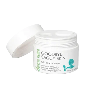 Best Anti-Aging, Body and Spa Creams 6 Jar of Derma Nutra Goodbye Saggy Skin cream with CoQ10 and Hyaluronic Acid for firming and anti-aging skin support.