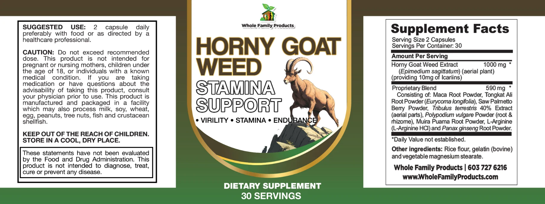Horny Goat Weed 2 Horny Goat Weed stamina support supplement label natural energy vitality and libido formula