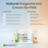 PMS Balance progesterone cream infographic featuring topical bioidentical progesterone and hormone balance support for women.