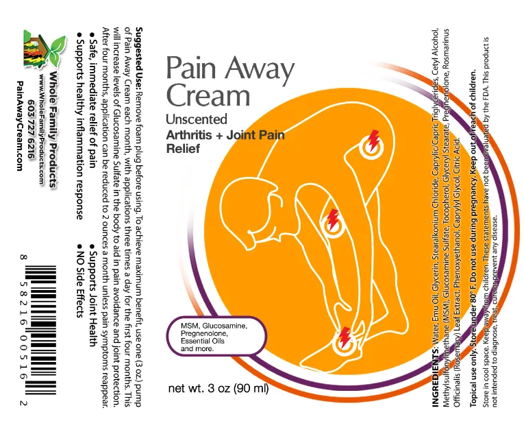 Original Pain Away Cream 5 Pain Away Cream Unscented 3oz Pump - WFP Product Label