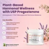 PhytoEstrogen Pro infographic featuring a plant-based progesterone cream for menopause wellness and topical hormone balance support.