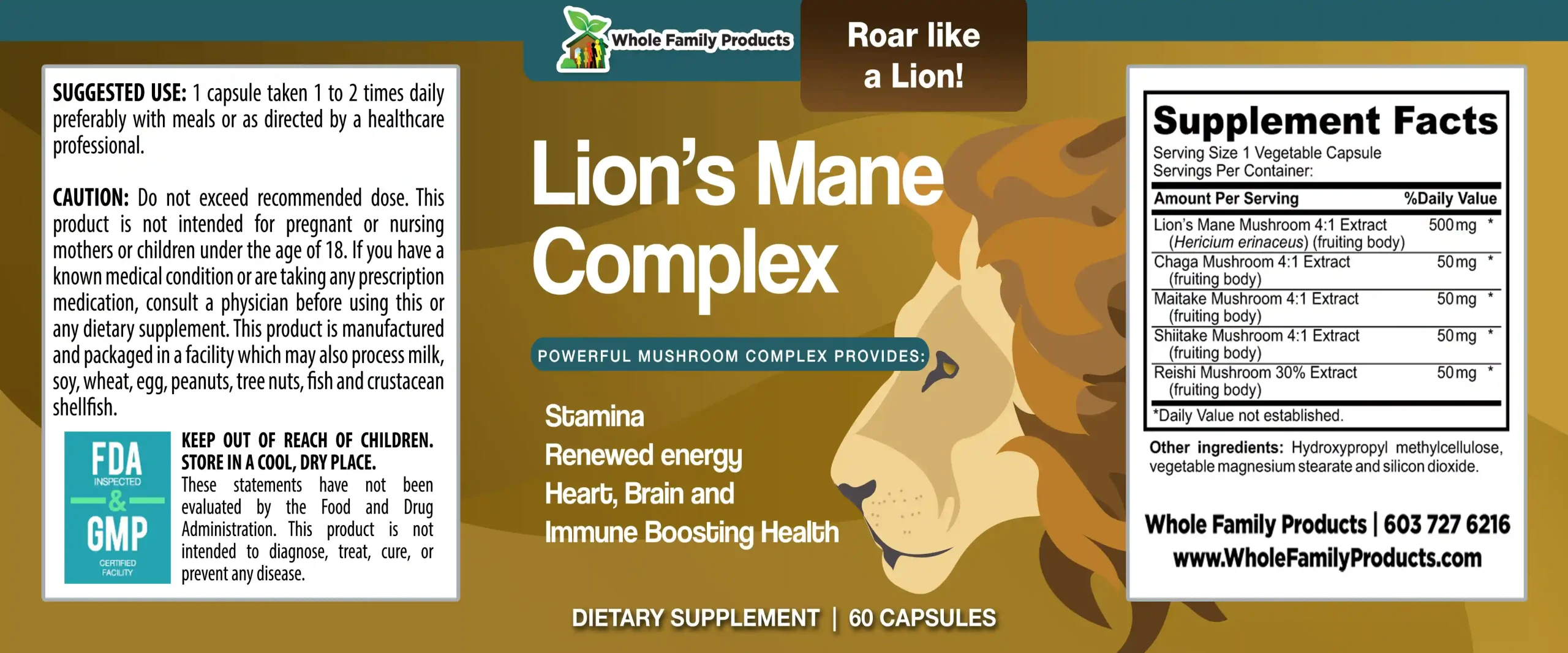 Lion's Mane Mushroom Complex 2 Lion’s Mane Mushroom Complex supplement with functional mushrooms for cognitive support focus memory and immune wellness