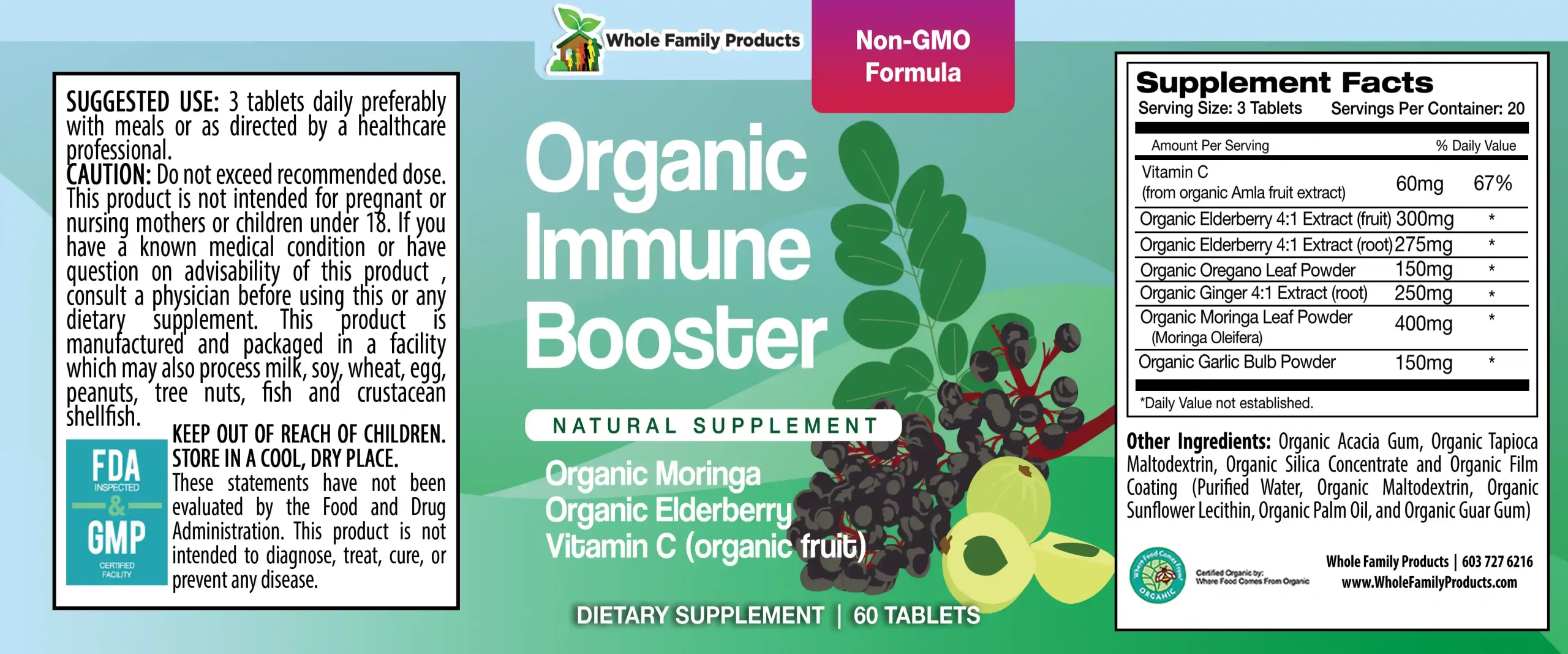 Organic Immune Booster 2 Organic Immune Booster supplement with elderberry vitamin C astragalus oregano and moringa for antioxidant immune wellness support
