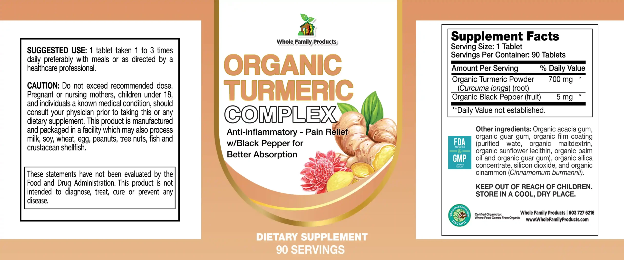 Organic Turmeric Complex 2 Organic Turmeric Complex supplement with curcumin and black pepper for antioxidant joint and inflammation wellness support