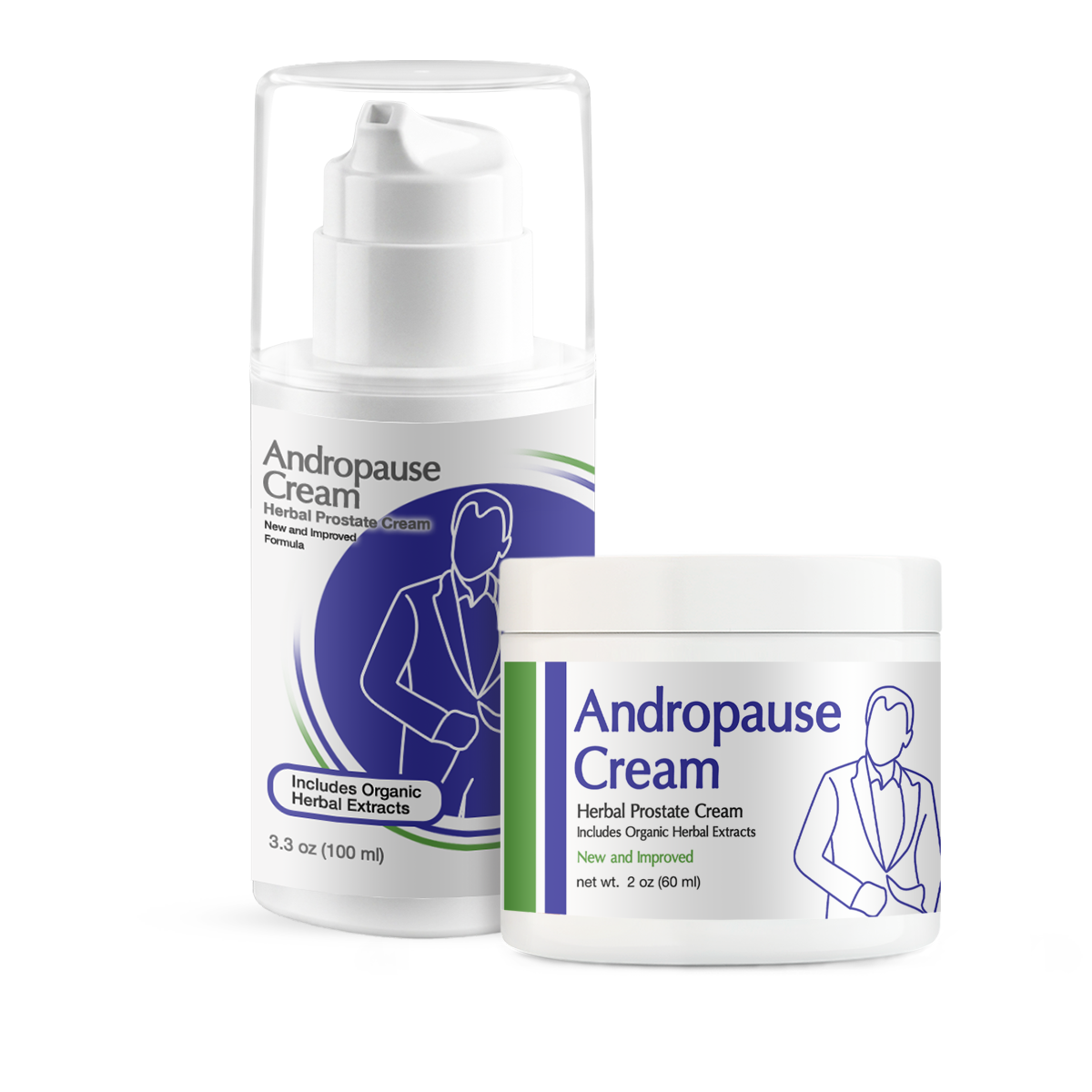 Andropause Prostate Cream 1 Andropause progesterone cream 2oz jar and 3.3oz pump natural USP progesterone with wild yam for men hormone balance