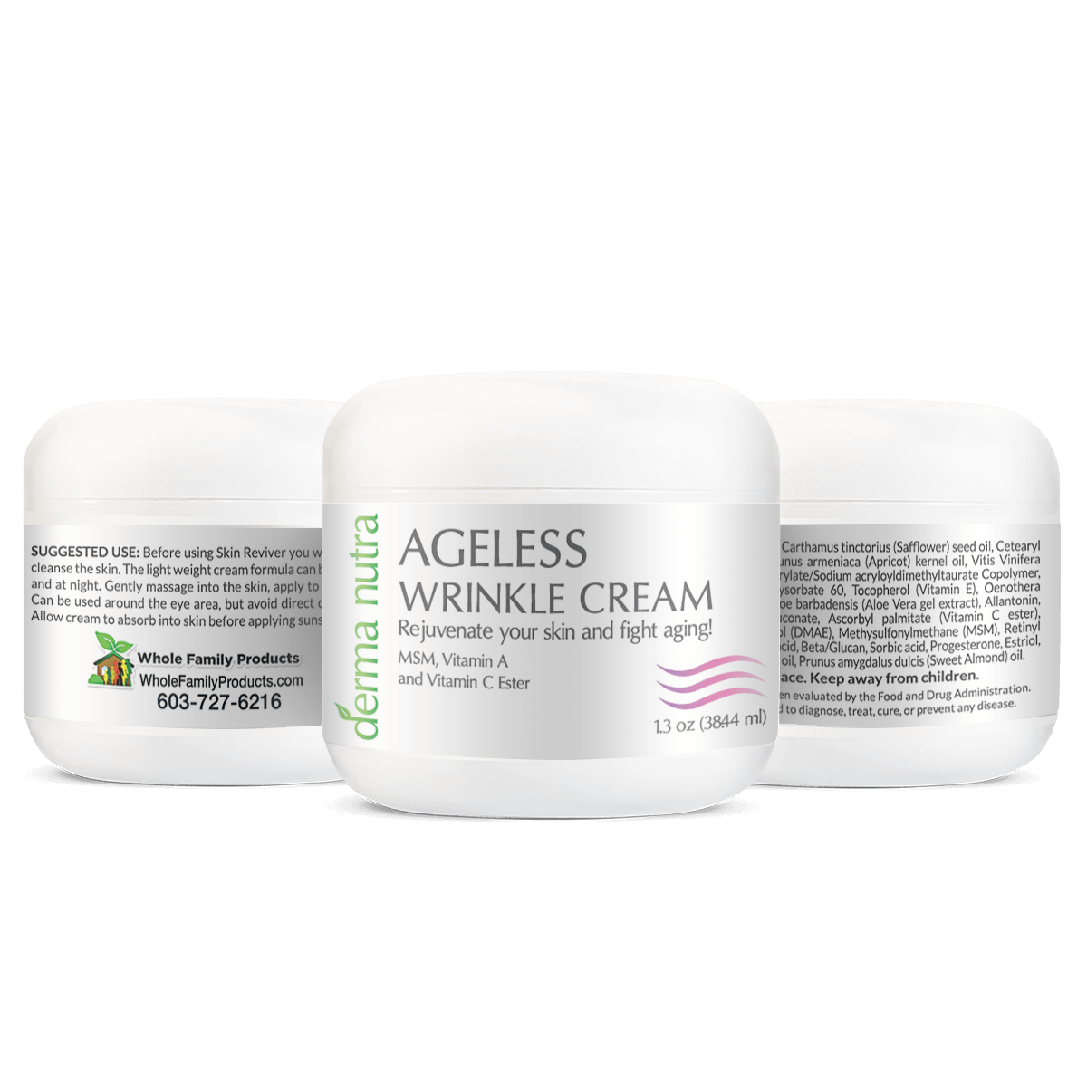 Ageless Wrinkle Cream 1.3 oz Jar 3 Sides - Derma Nutra