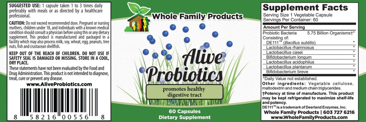 Alive Probiotics Product Label