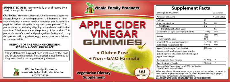 Apple Cider Vinegar Gummies 60ct - Label