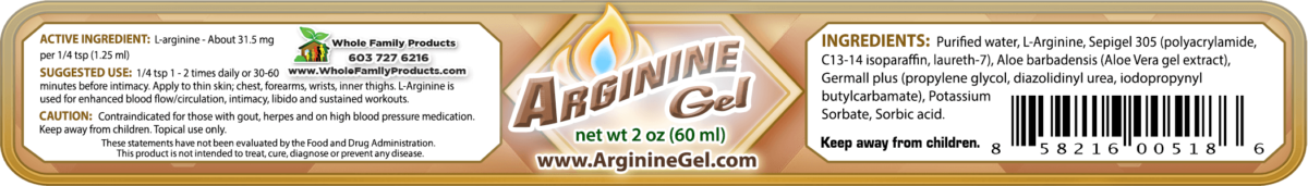 Arginine Gel 2oz Jar WFP Label