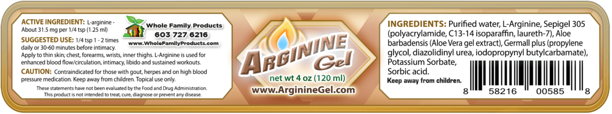 Arginine Gel 4oz Jar WFP Label
