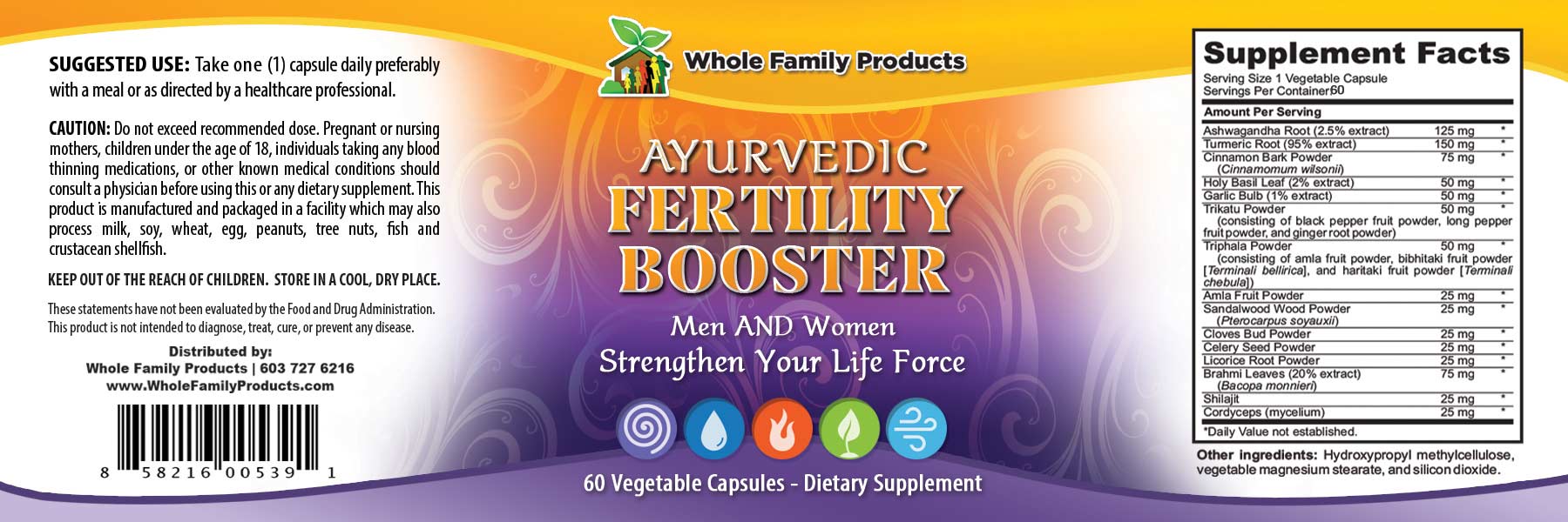 Ayurvedic Fertility Booster 60 Capsules Label