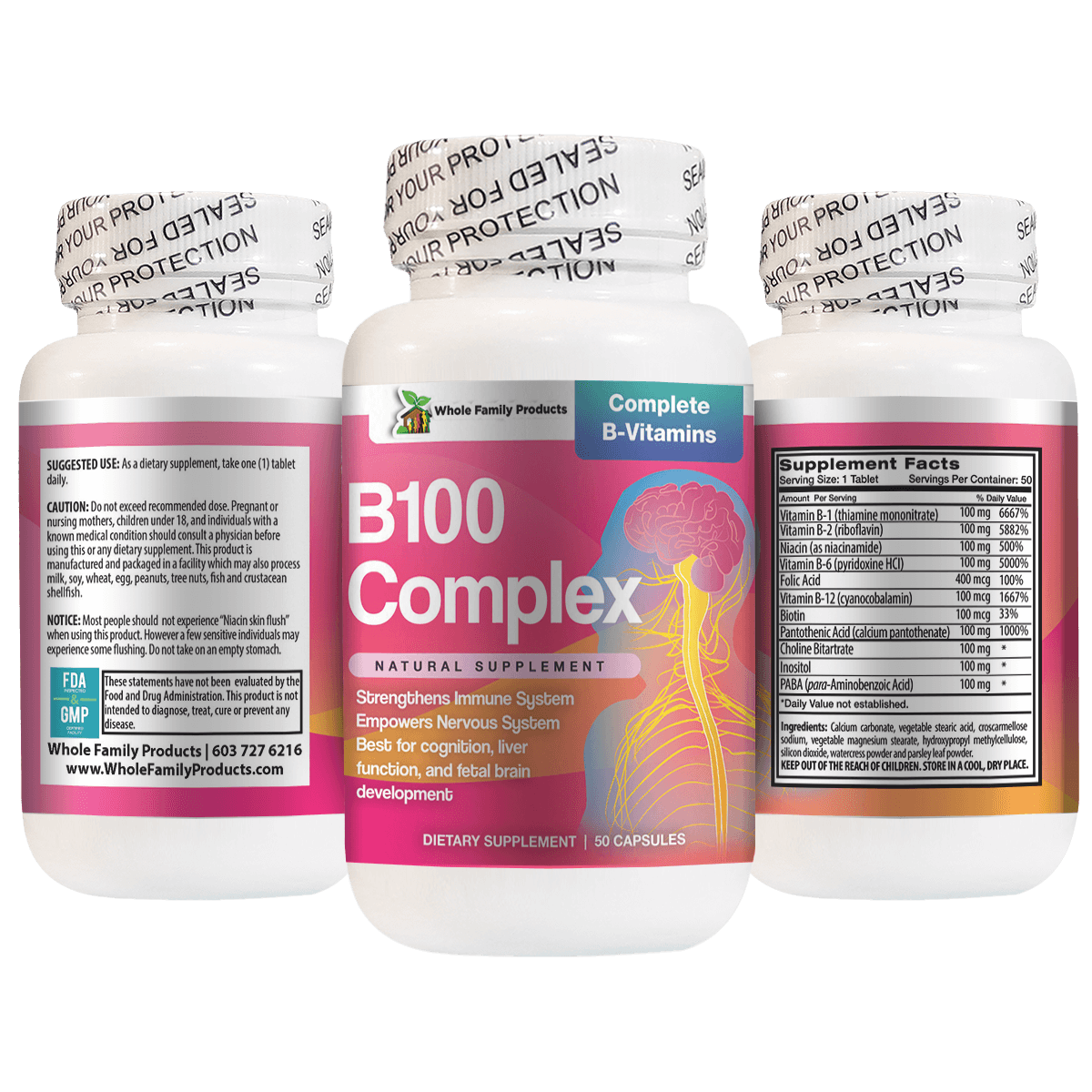 B100 Complex Natural Supplement for Cognition, Liver and Fetal Brain Development