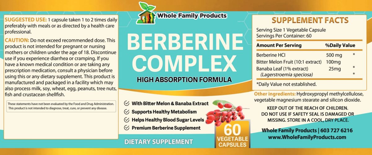 Berberine Complex 60ct Product Label