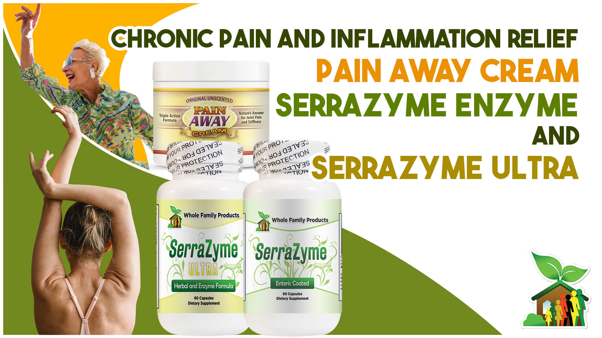 Best Chronic Pain and Inflammation Relief: Pain Away Cream, SerraZyme Enzyme and SerraZyme Ultra