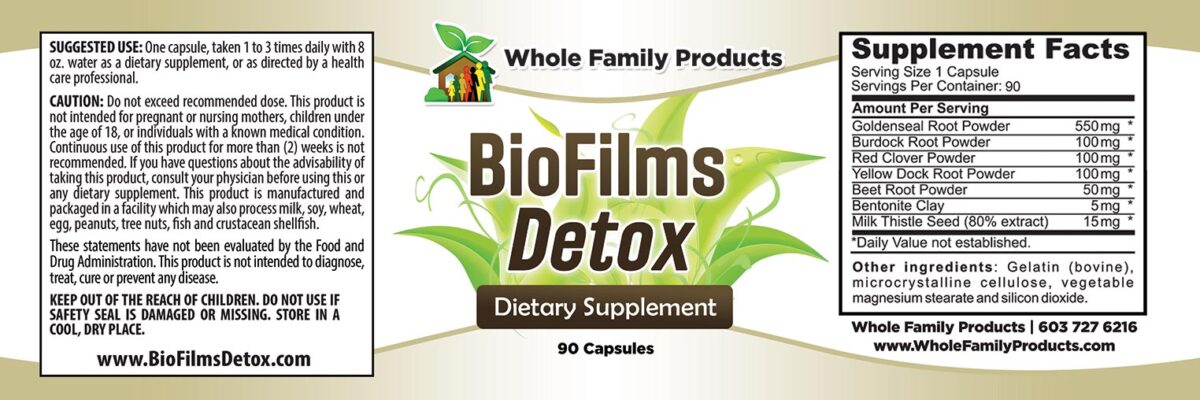BioFilms Detox 90 Capsules Label