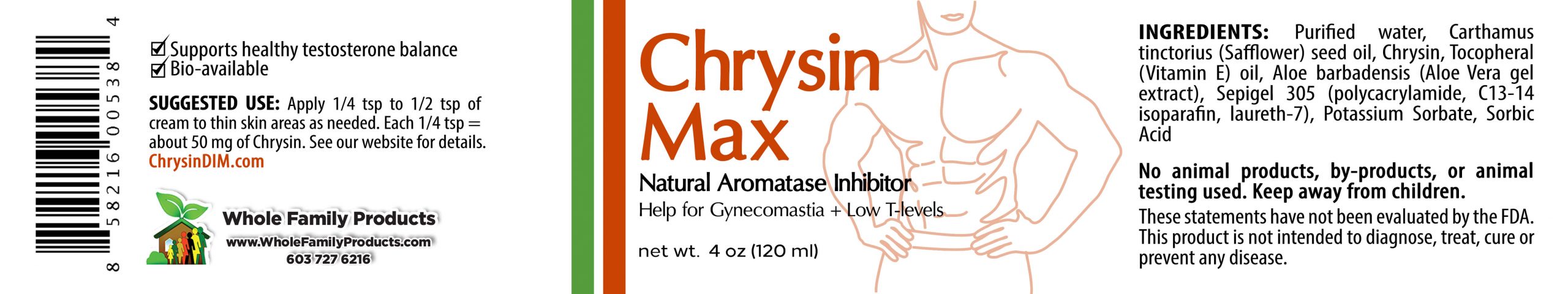 Chrysin Max 4oz Jar Label