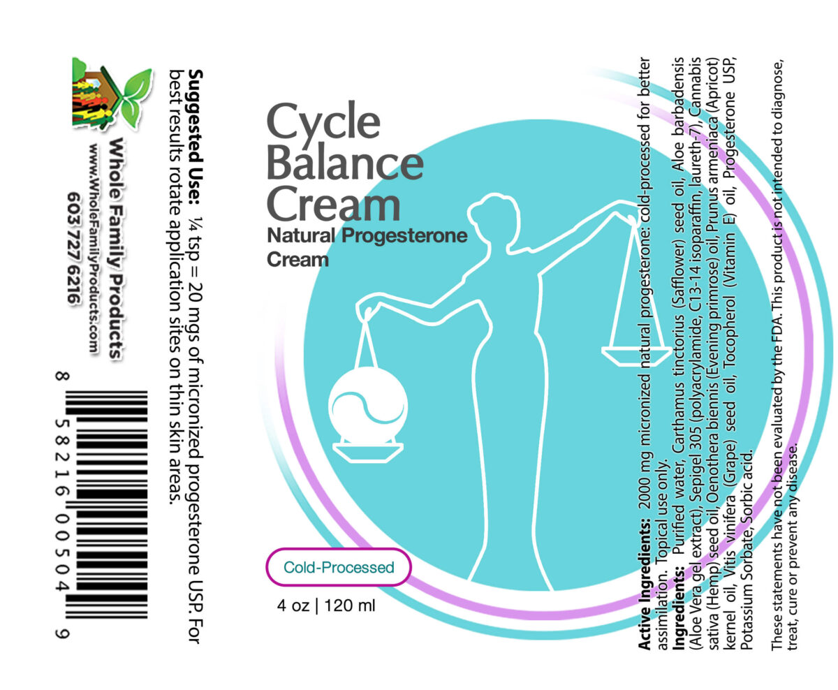Cycle Balance Cream 4 oz Pump Product Label