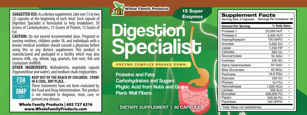 Digestion Specialist 60 Capsule WFP Product Label