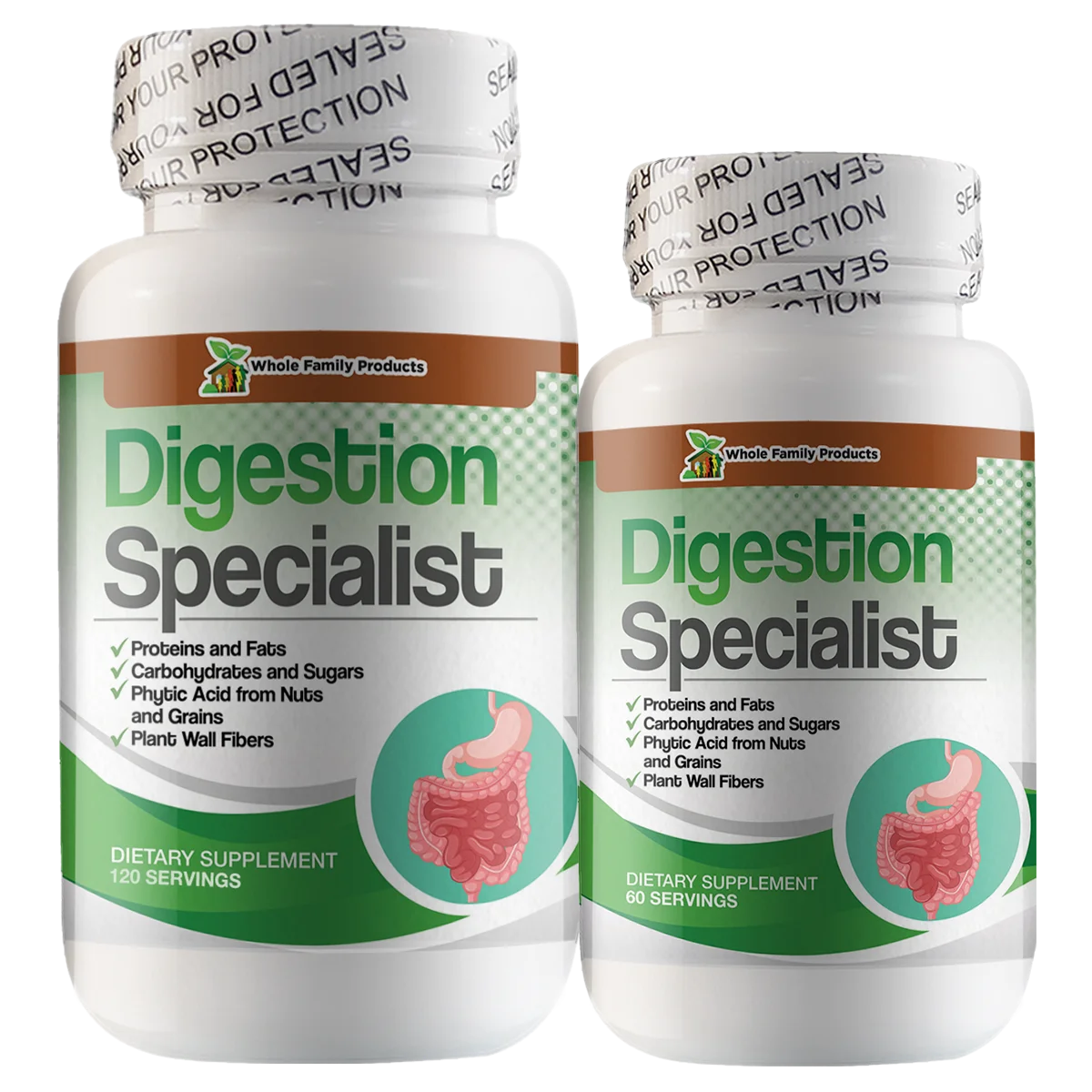 Digestion Specialist 1 Digestion Specialist digestive enzyme supplement bottle with 18 enzymes for food digestion