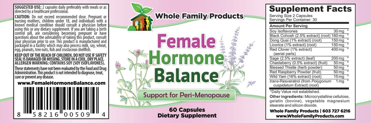 Female Hormone Balance Label