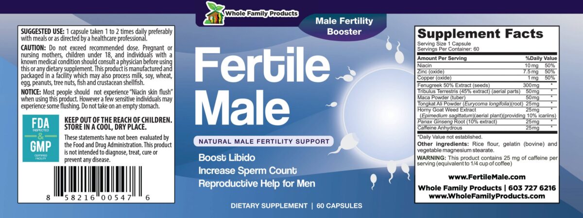 Fertile Male 60 Capsules Product Label