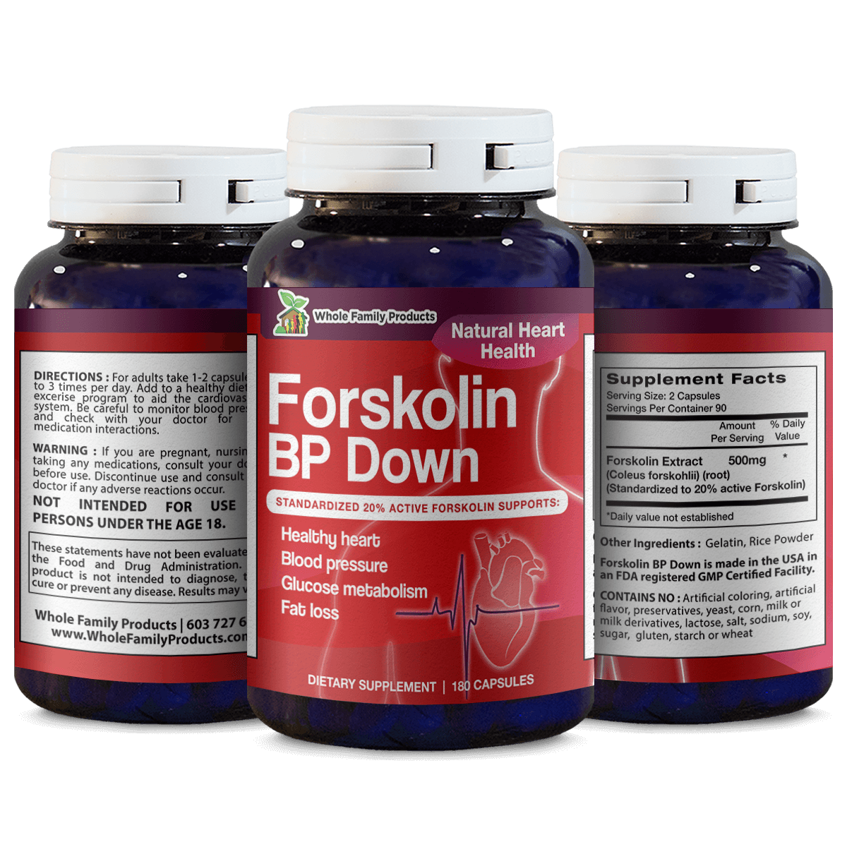 Forskolin BP Down 180 Capsules Natural Heart Health