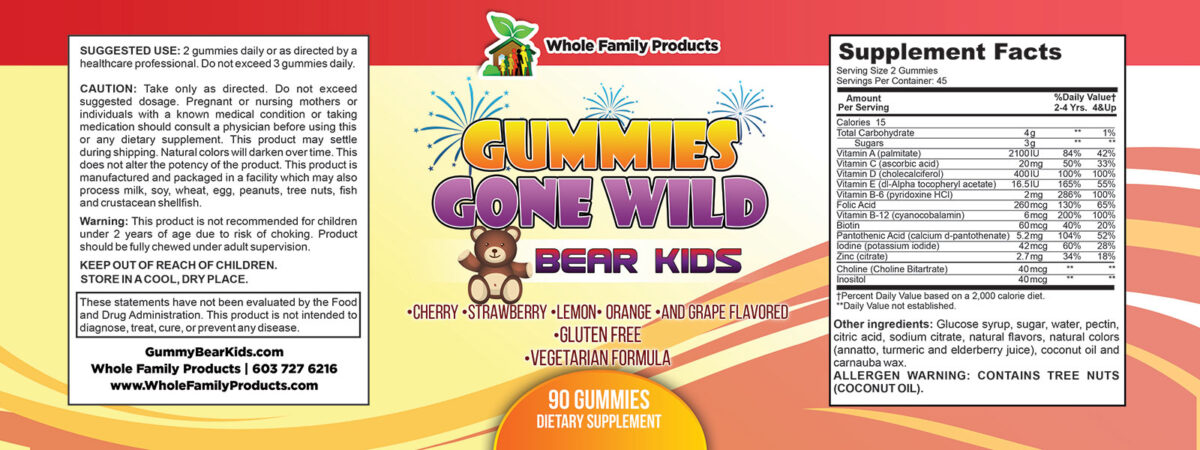 Gummies Gone Wild Bear Kids Label