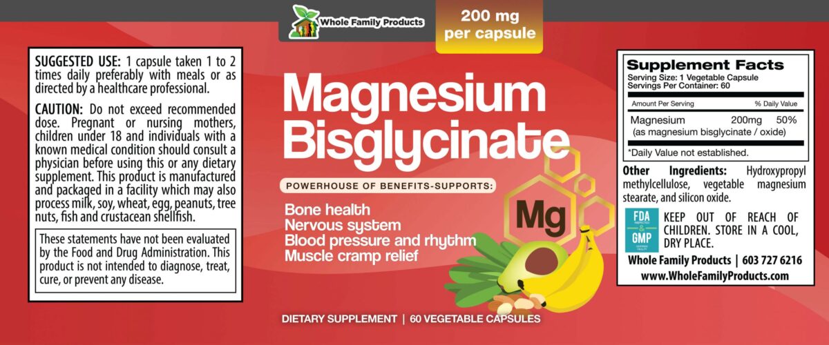 Magnesium Bisglycinate 60ct WFP Product Label