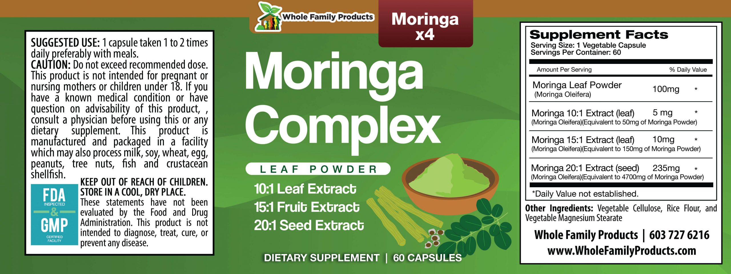 Moringa Complex 60 Capsules WFP Product Label