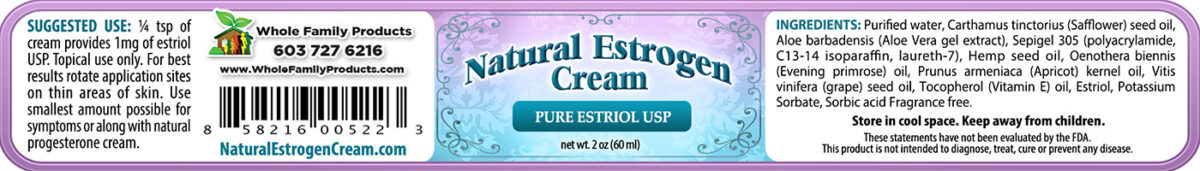 Natural Estrogen 2oz Jar Label