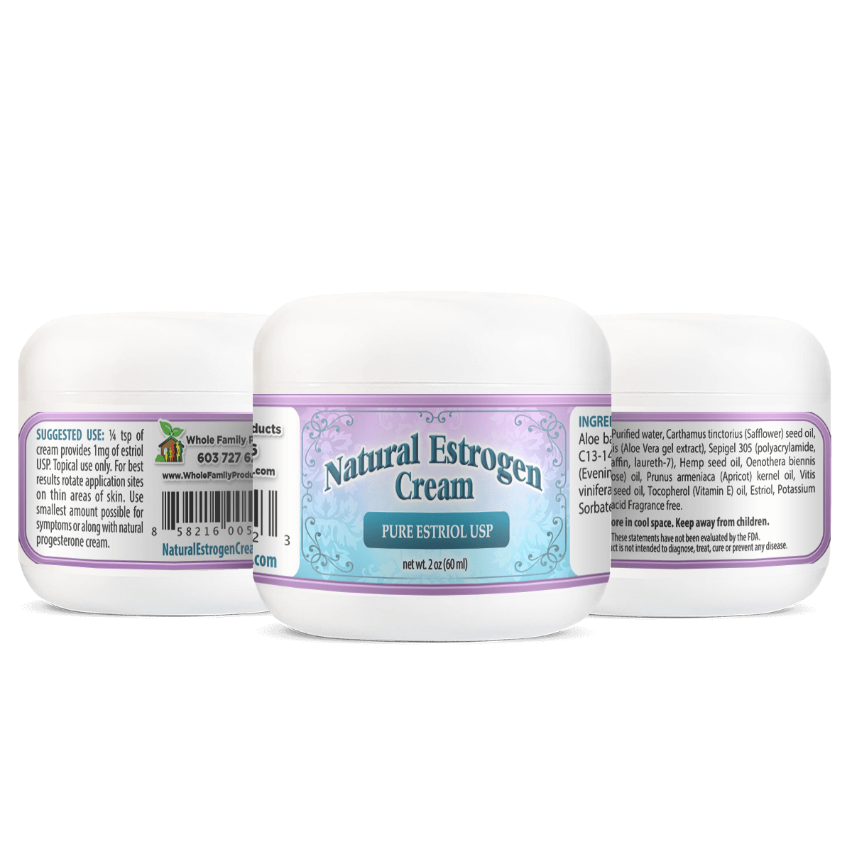 Natural Estrogen Cream 2oz Jar Help Decrease Occurrence of Night Sweats and Hot Flashes