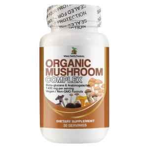 Organic Mushroom Complex 60 Capsules - Non GMO Formula with Beta Glucan