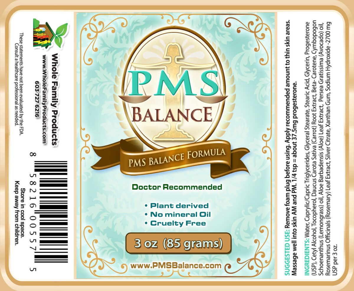 PMS Balance Cream 3 oz Pump Label