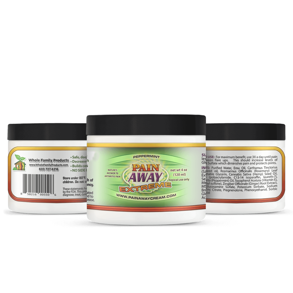 Pain Away Peppermint Extreme 4oz Jar Best Pain Relief Cream for Arthritis & Joint Pain
