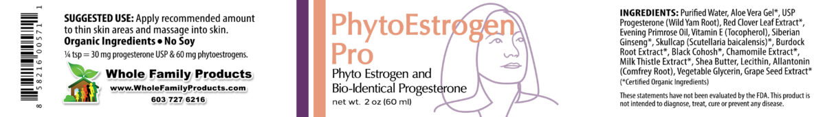 Phyto Estrogen Pro Cream 60ml - Product Label