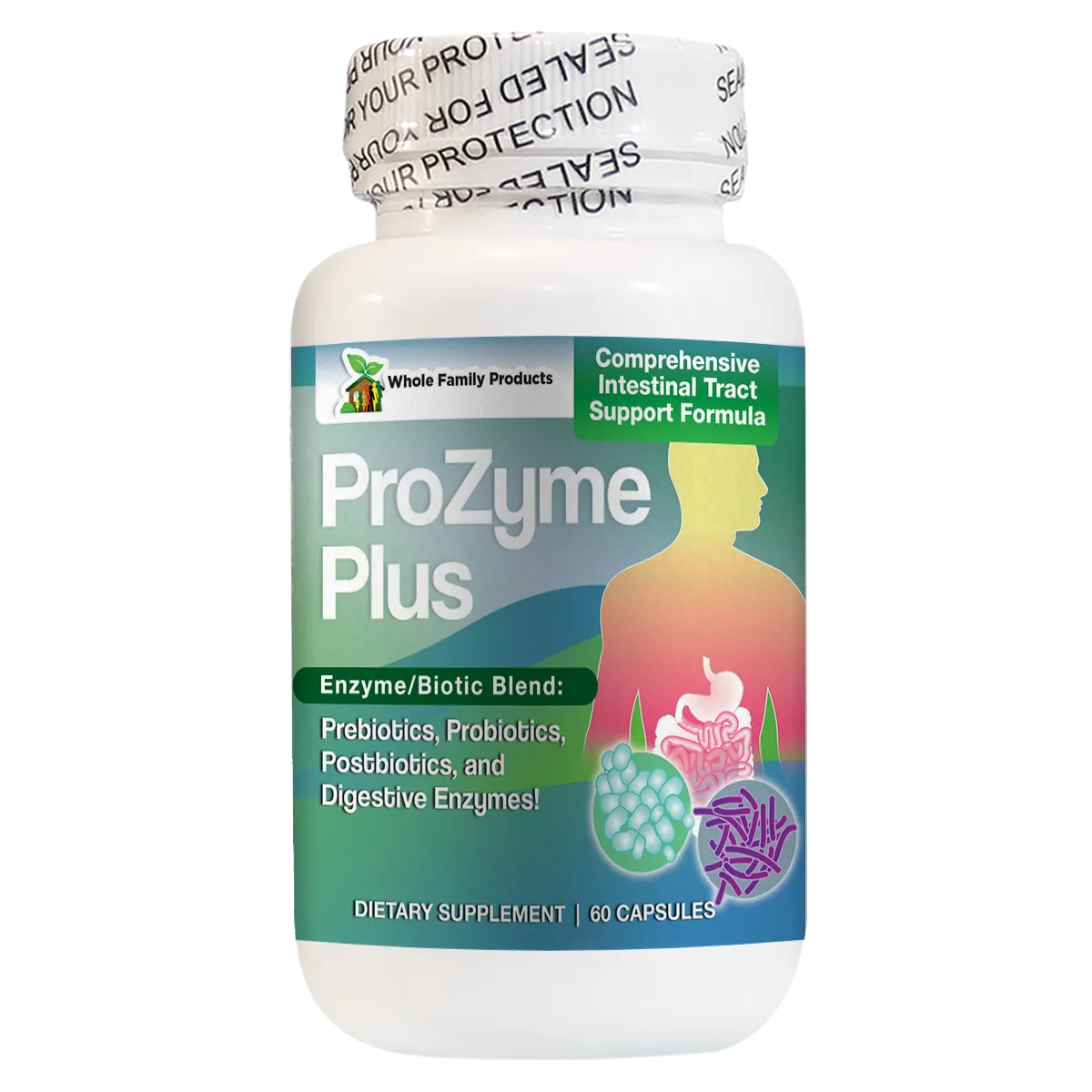 ProZyme Plus Probiotic Prebiotic + Digestive Enzymes 1 ProZyme Plus 60ct for Comprehensive Intestinal Tract Support Formula