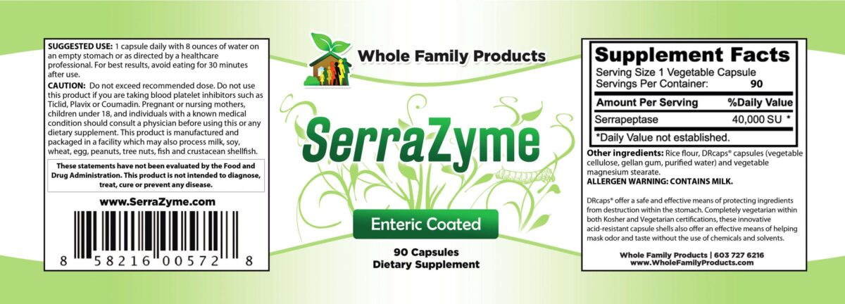 Serrazyme Enzyme 90ct product Label