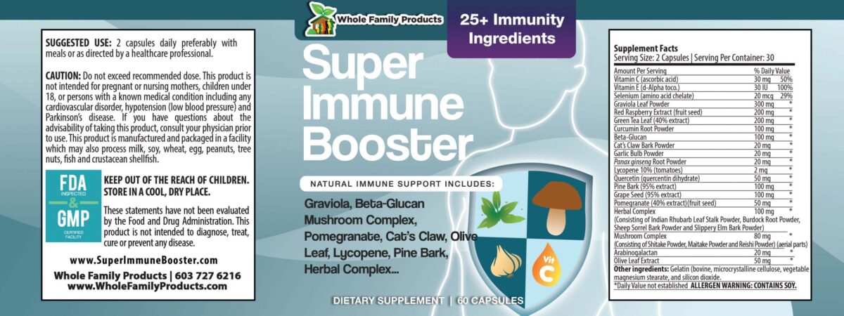 Super Immune Booster 60ct WFP Product Label